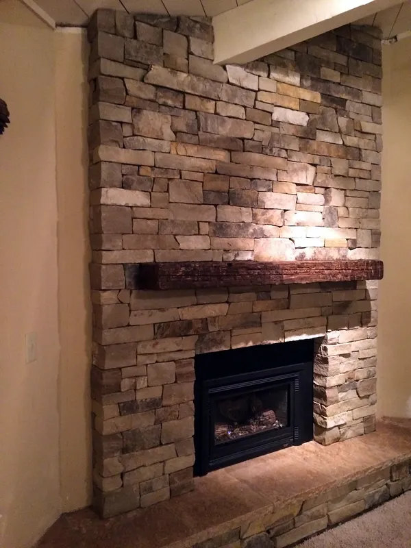 Stone fireplace by Nick Lambdin Masonry
