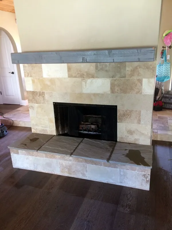 Natural stone fireplace by Nick Lambdin Masonry