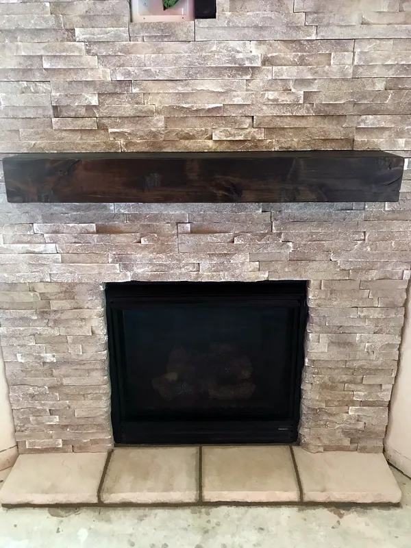 Ledgestone fireplace by Nick Lambdin Masonry