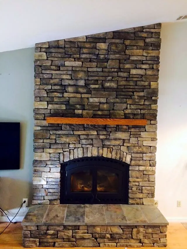 Stone fireplace by Nick Lambdin Masonry