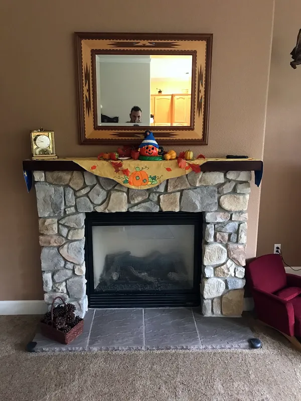 Fieldstone fireplace by Nick Lambdin Masonry