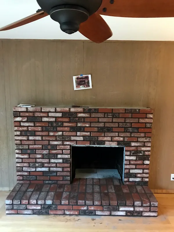 Thin brick fireplace by Nick Lambdin Masonry