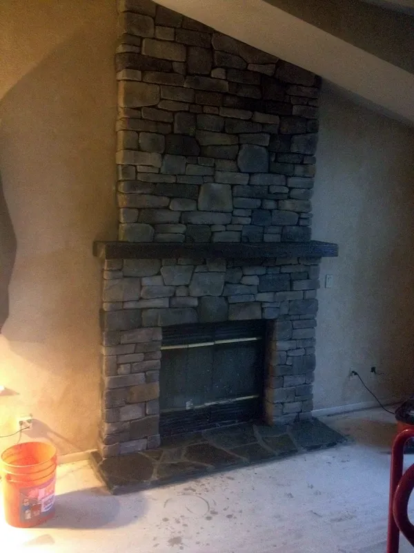 Stone fireplace by Nick Lambdin Masonry