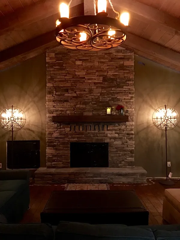 Stone fireplace by Nick Lambdin Masonry