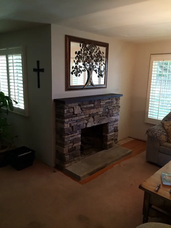 Stone fireplace by Nick Lambdin Masonry