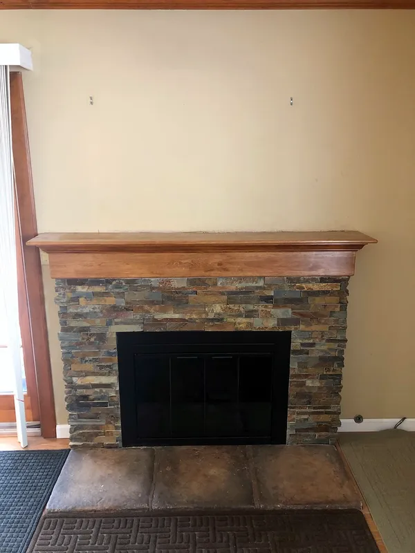 Ledgestone fireplace by Nick Lambdin Masonry