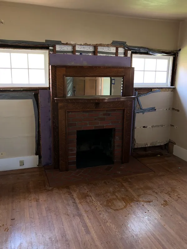 Brick fireplace by Nick Lambdin Masonry