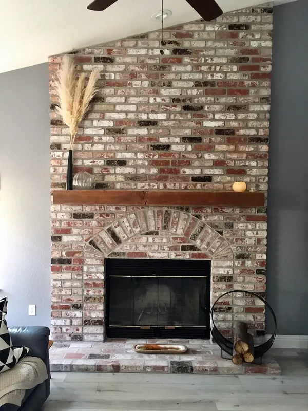 Brick fireplace by Nick Lambdin Masonry