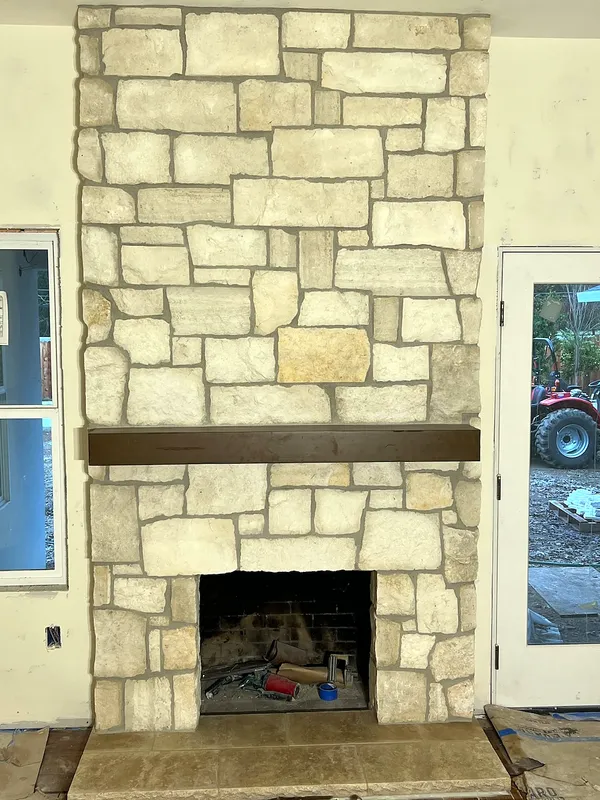 Natural stone fireplace by Nick Lambdin Masonry