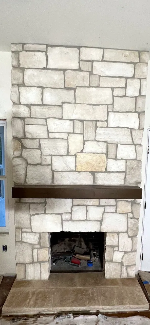 Natural stone fireplace by Nick Lambdin Masonry