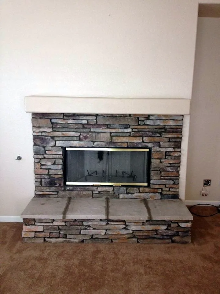 Ledgestone fireplace by Nick Lambdin Masonry